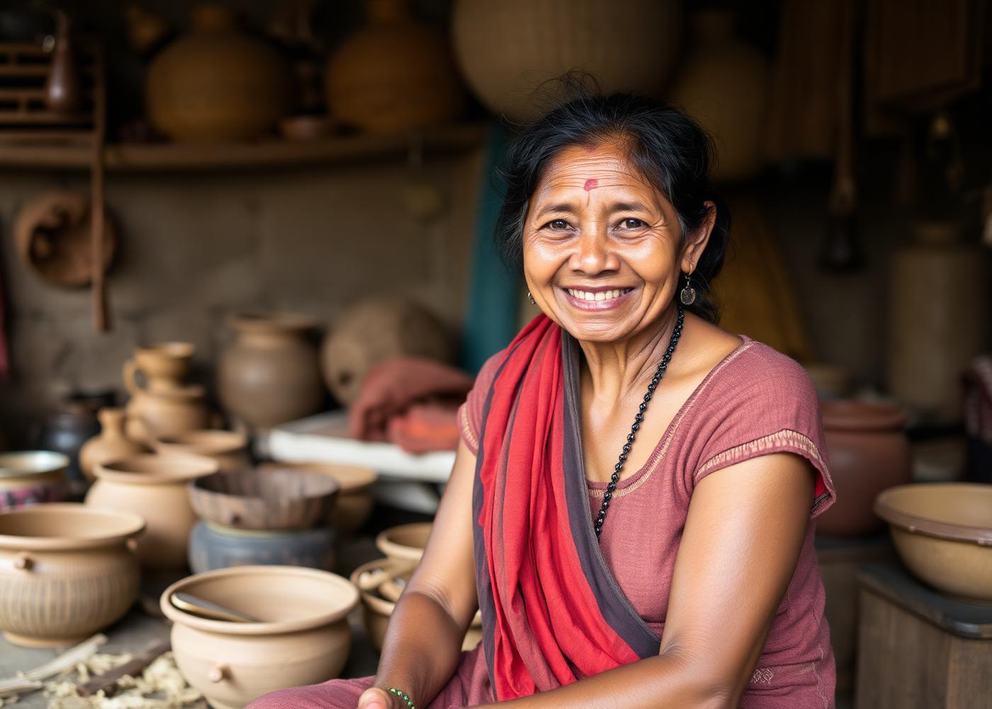 Local artisan in a Northeast Indian village workshop