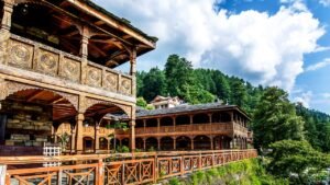 Naggar Castle with traditional wooden architecture in Himachal Pradesh